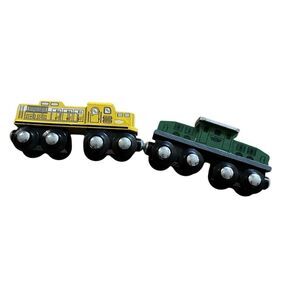 2 Maxim Enterprises Wooden Magnetic Train Cars